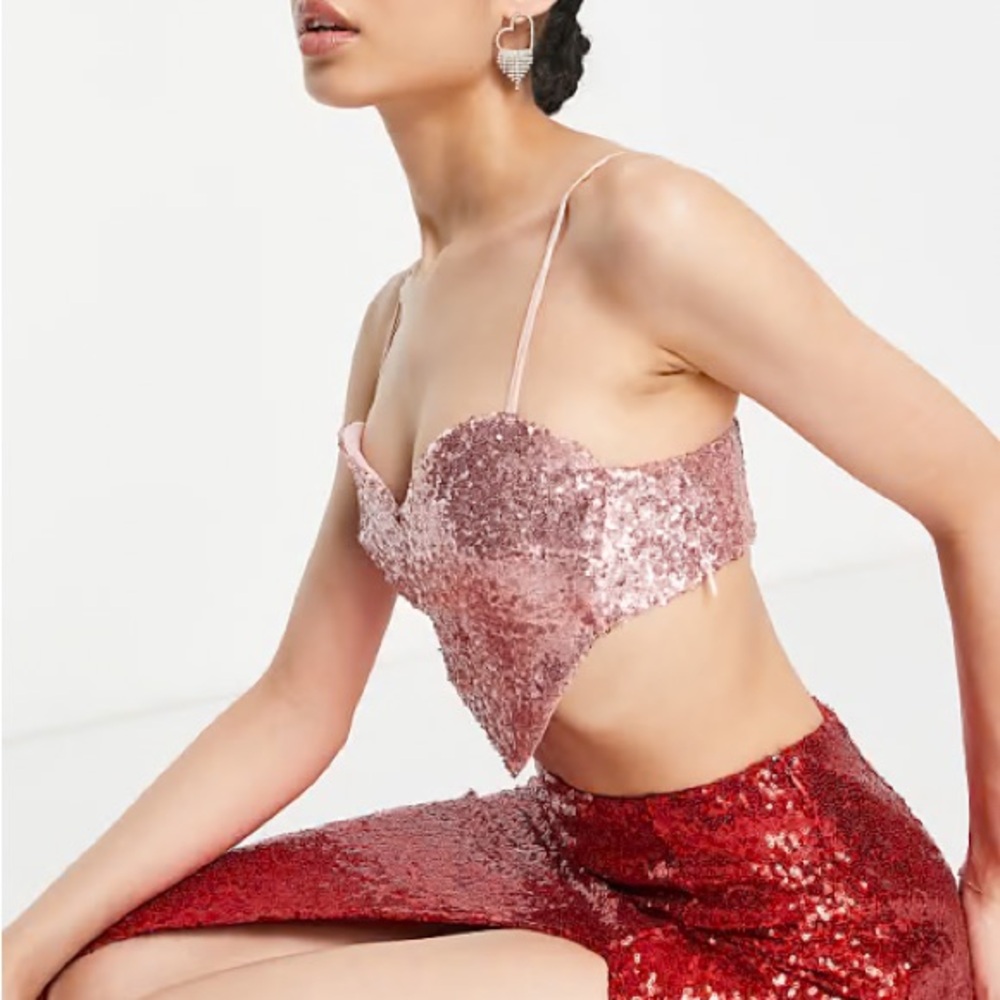 ASOS Collective The Label - Pink Sparkle Heart Top